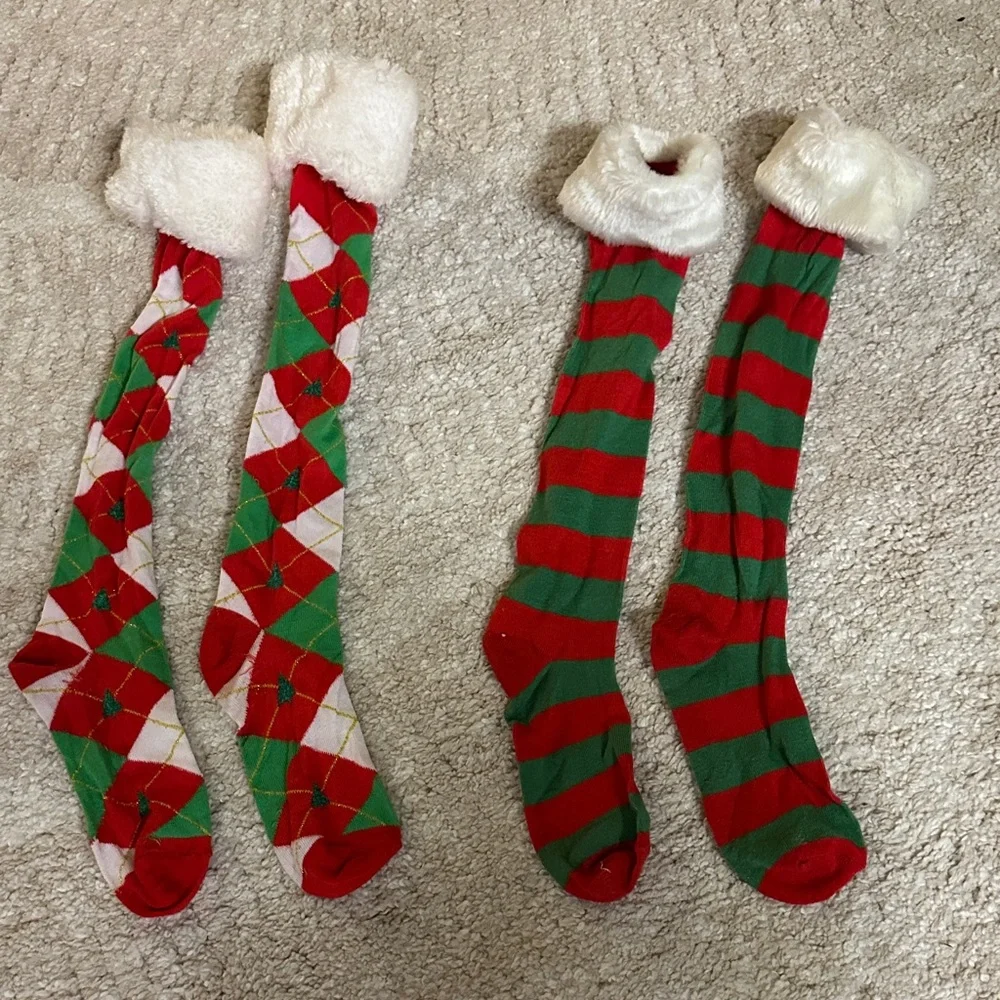 Festive Red and Green Christmas Socks